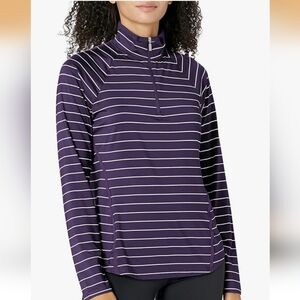 NWT Cutter & Buck Evie Half-Zip Striped Pullover